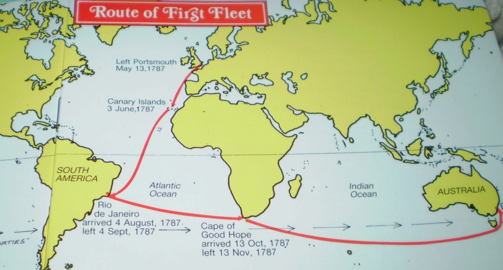 Image result for route of the first fleet to australia